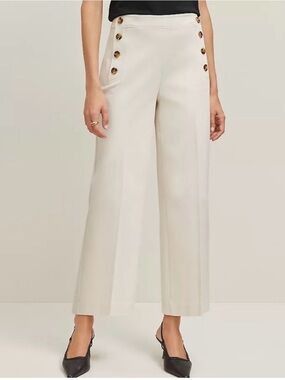 Ann Taylor High-Rise Wide Leg Cream Curvy Sailor Pants Size 12 New Tags